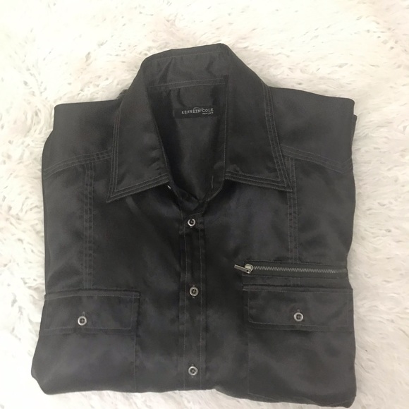 Kenneth Cole Other - Kenneth Cole satin brown button down shirt